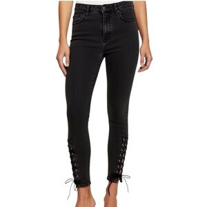CARMAR Faded Lace Up Ankle High Rise Skinny Jeans